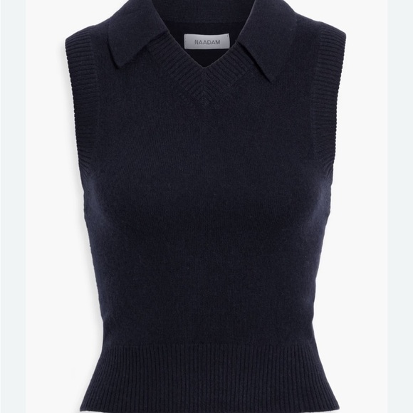 NAADAM Dark Blue cashmere collared Vest small - Picture 1 of 10